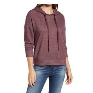 Everleigh Women's Hooded Drawstring Sweatshirt In Burgundy Small MSRP $49